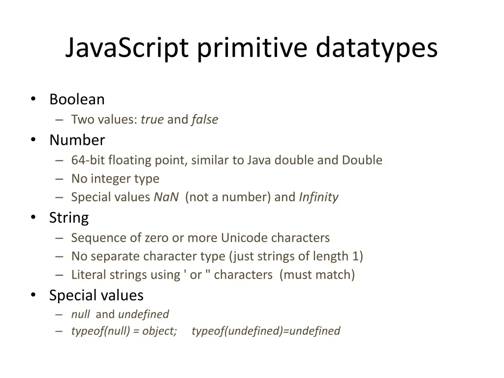 javascript primitive datatypes