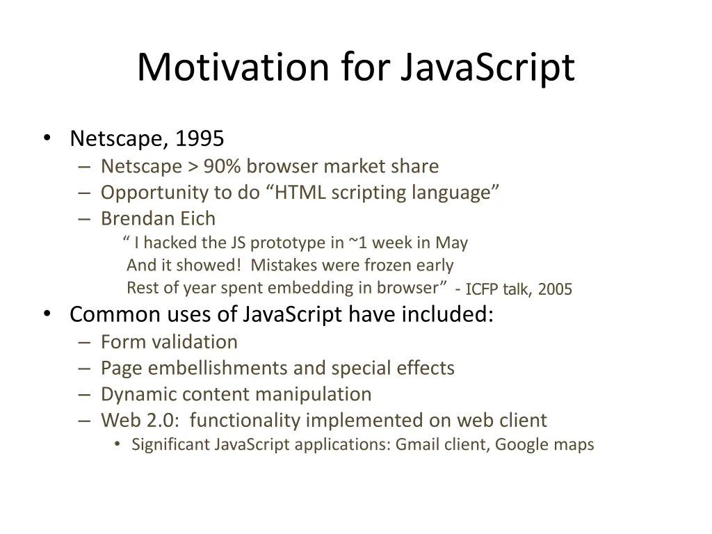 motivation for javascript