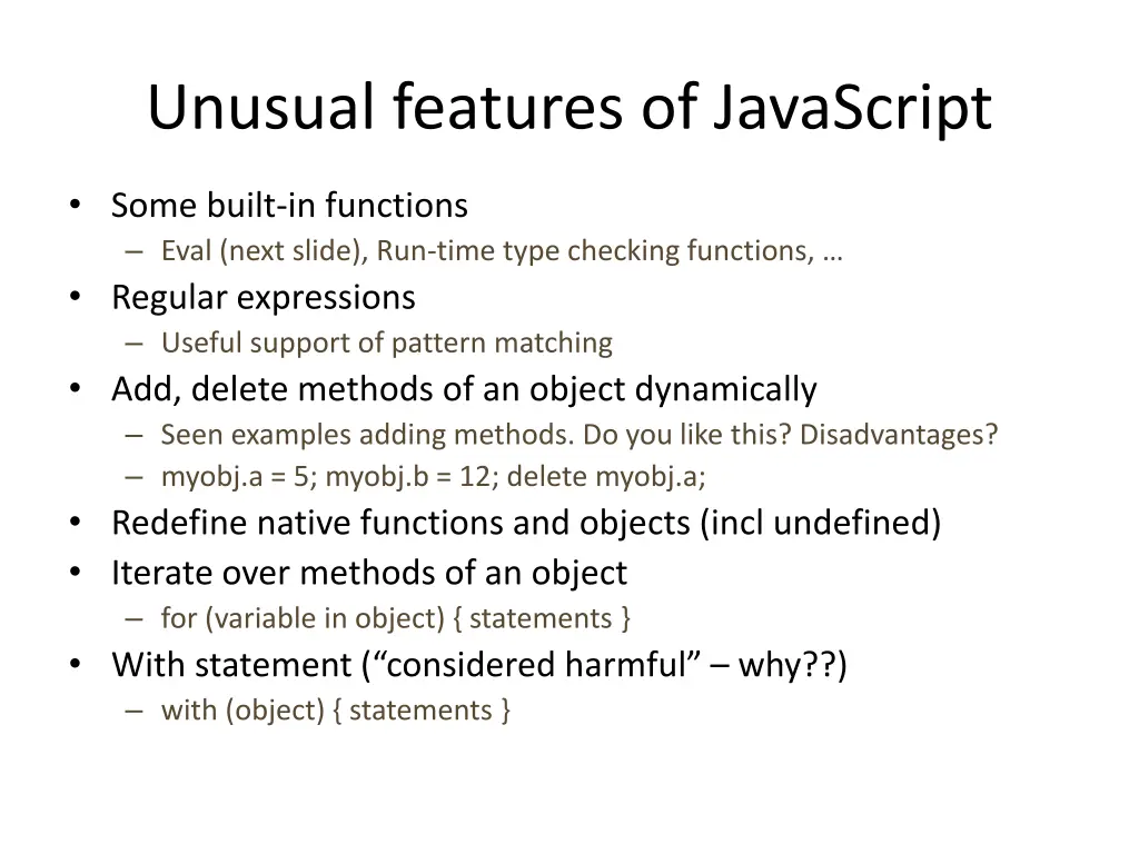 unusual features of javascript