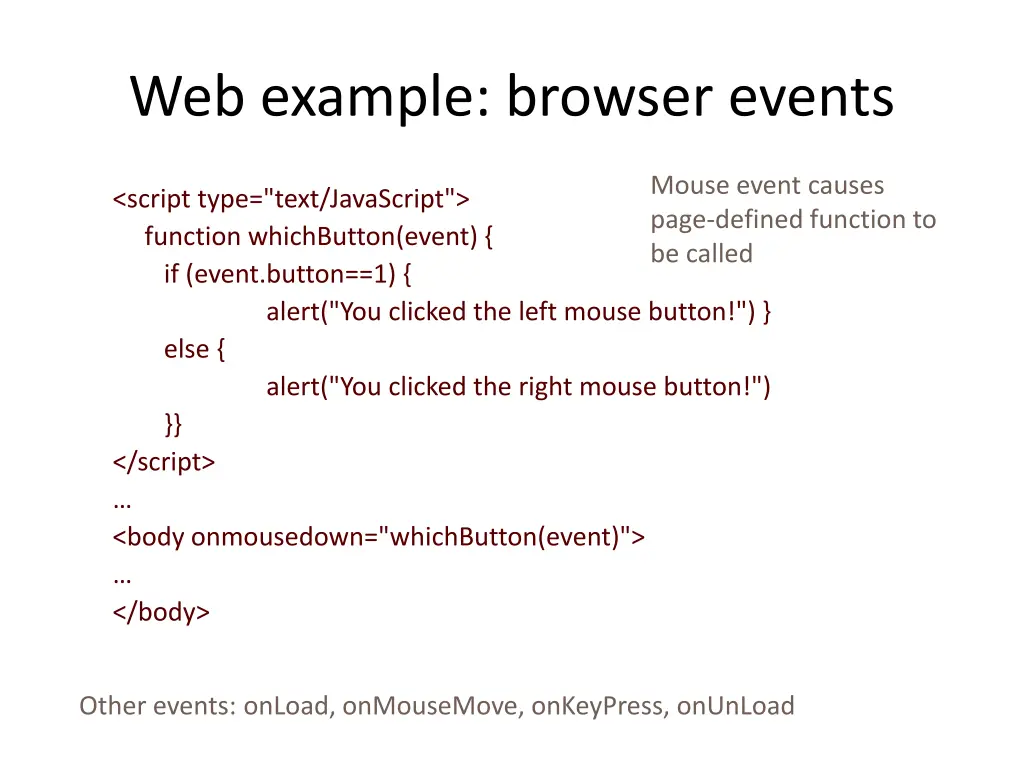 web example browser events