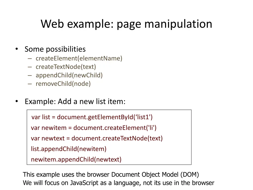 web example page manipulation