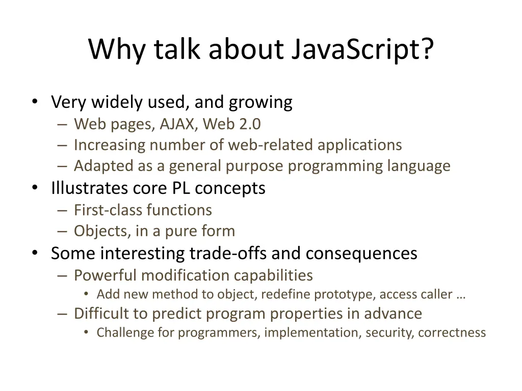 why talk about javascript