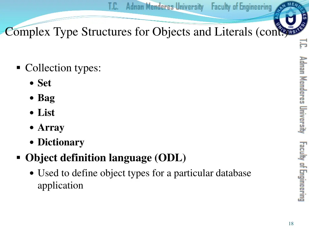 complex type structures for objects and literals 1