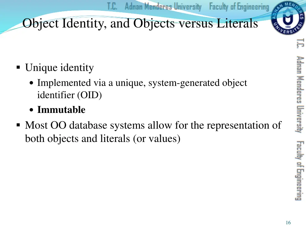 object identity and objects versus literals