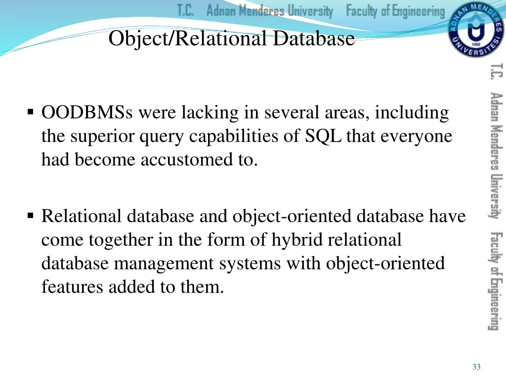 object relational database