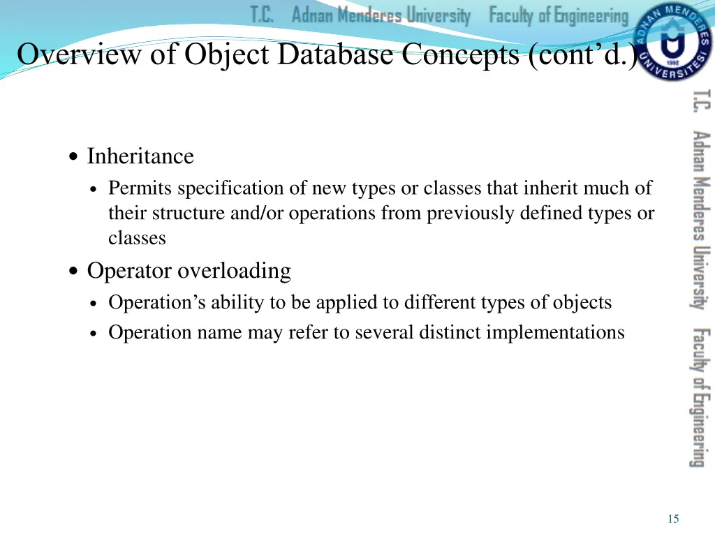 overview of object database concepts cont d