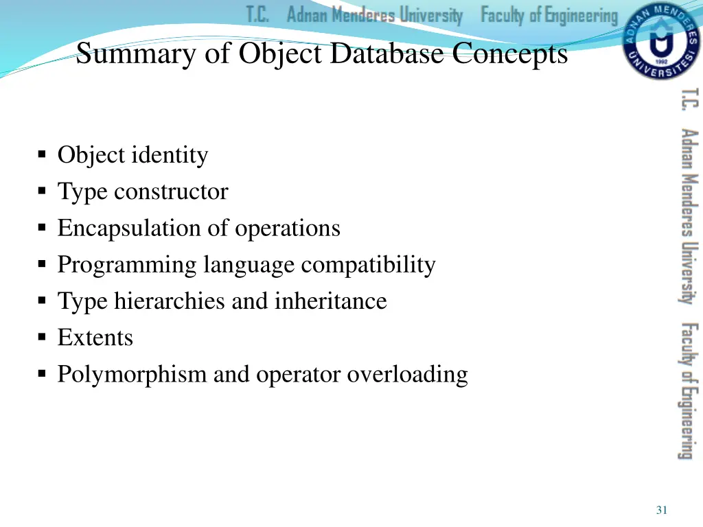 summary of object database concepts