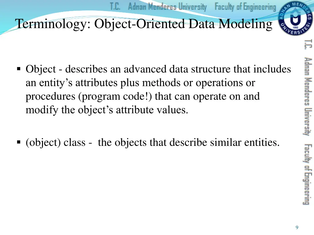 terminology object oriented data modeling