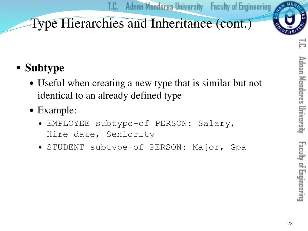 type hierarchies and inheritance cont