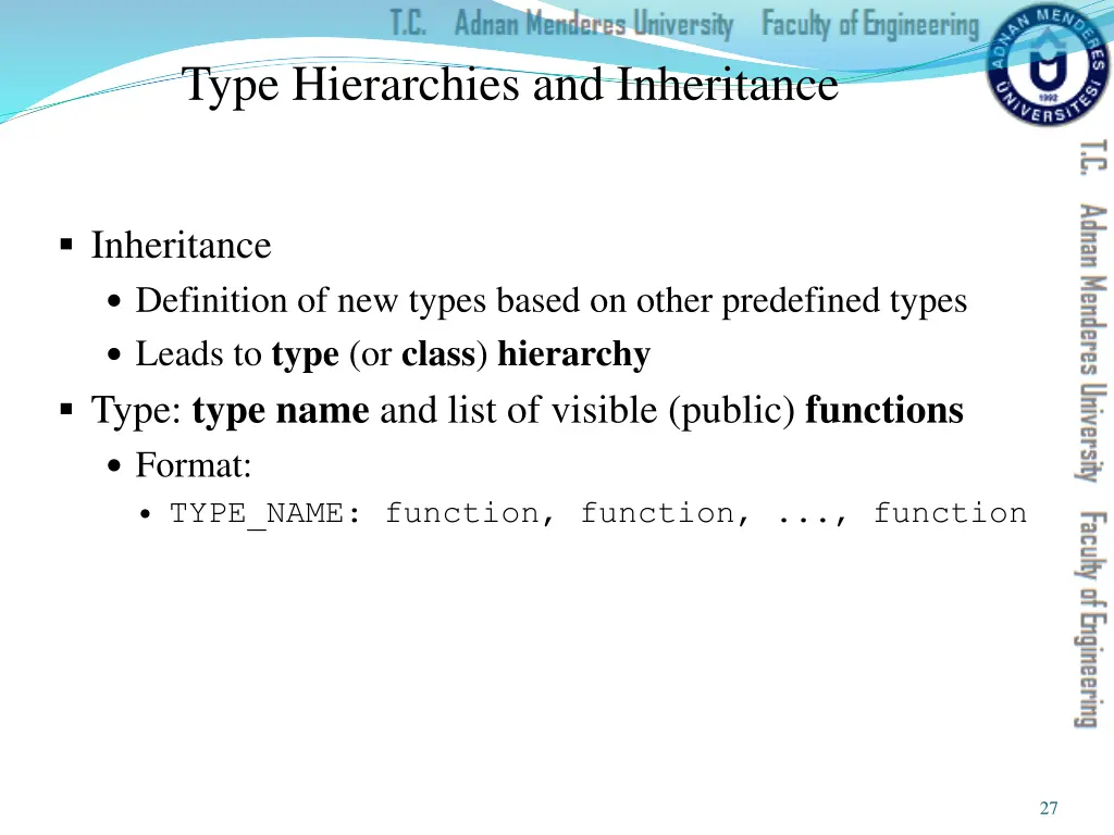 type hierarchies and inheritance