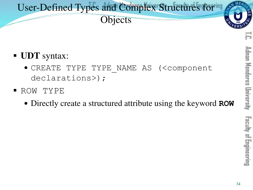 user defined types and complex structures