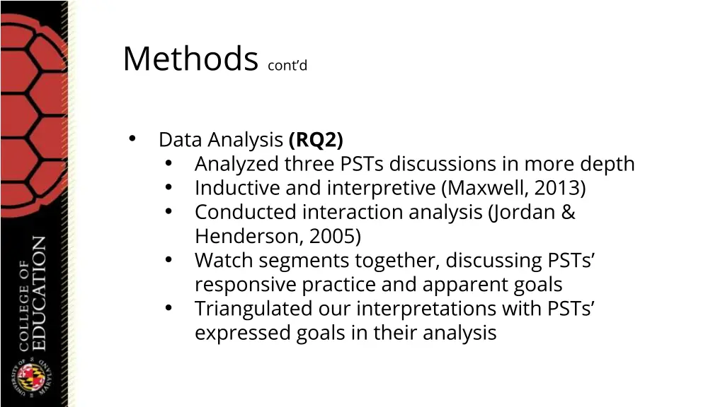 methods cont d