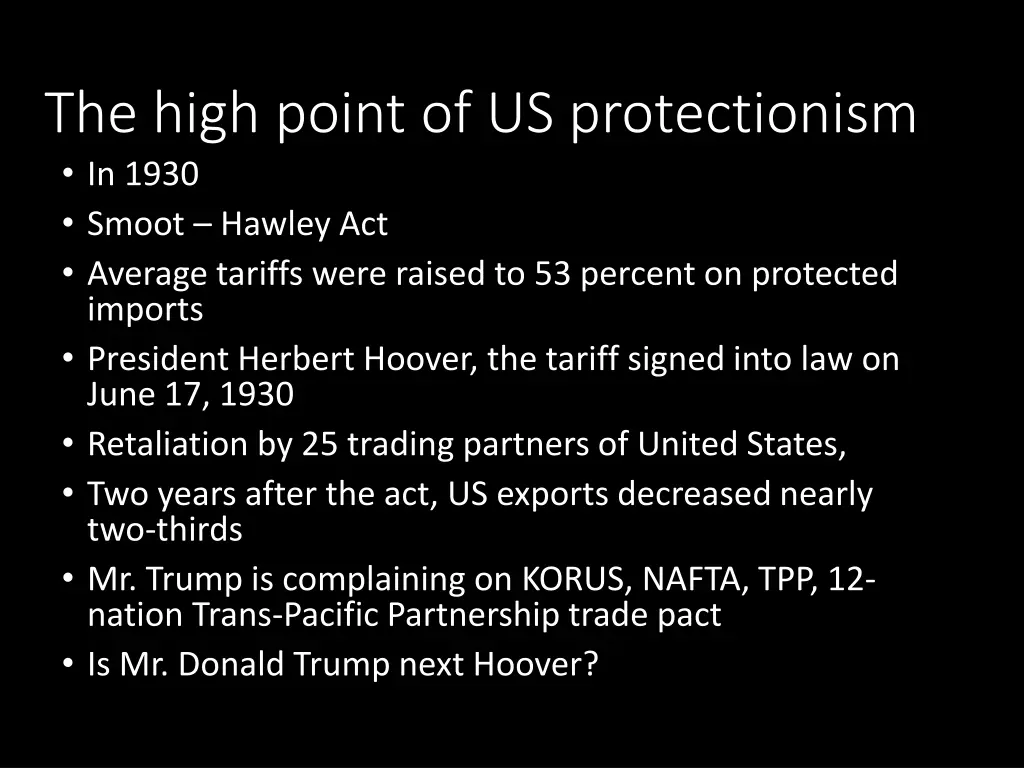 the high point of us protectionism in 1930 smoot