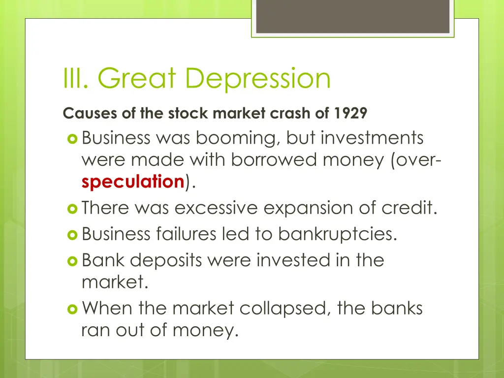 iii great depression