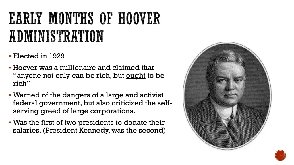 early months of hoover administration