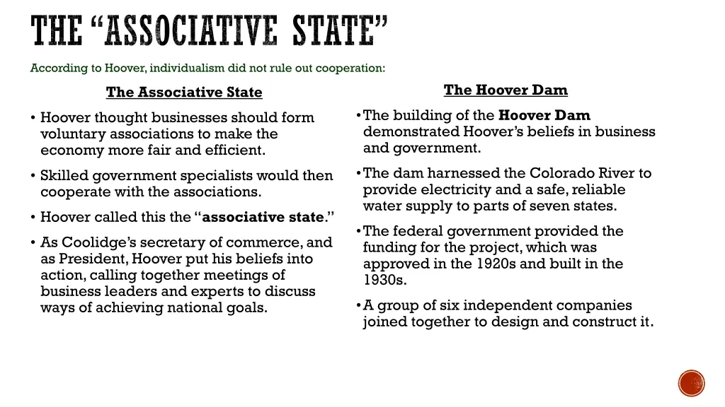 the associative state according to hoover