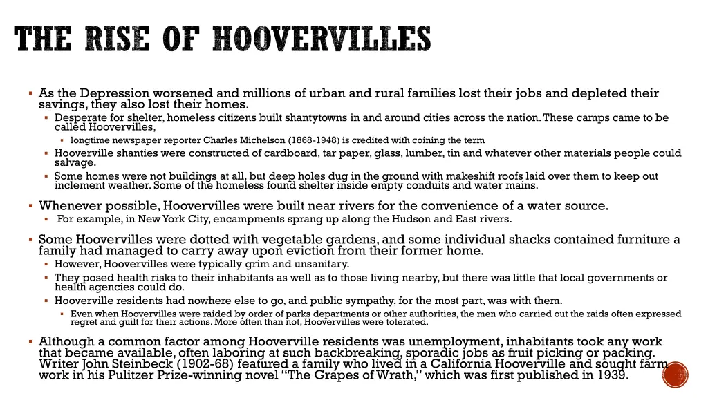 the rise of hoovervilles