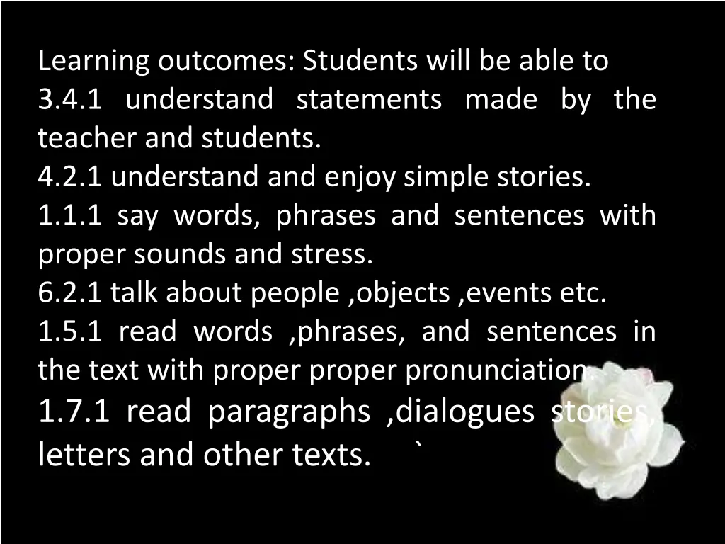 learning outcomes students will be able