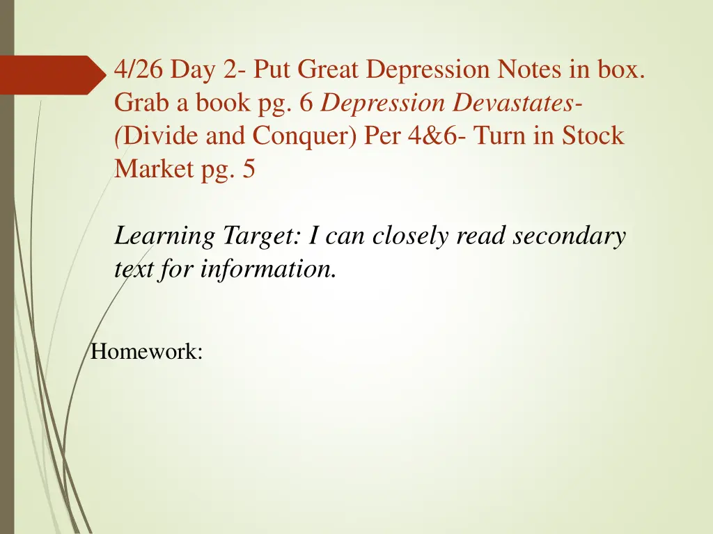 4 26 day 2 put great depression notes in box grab