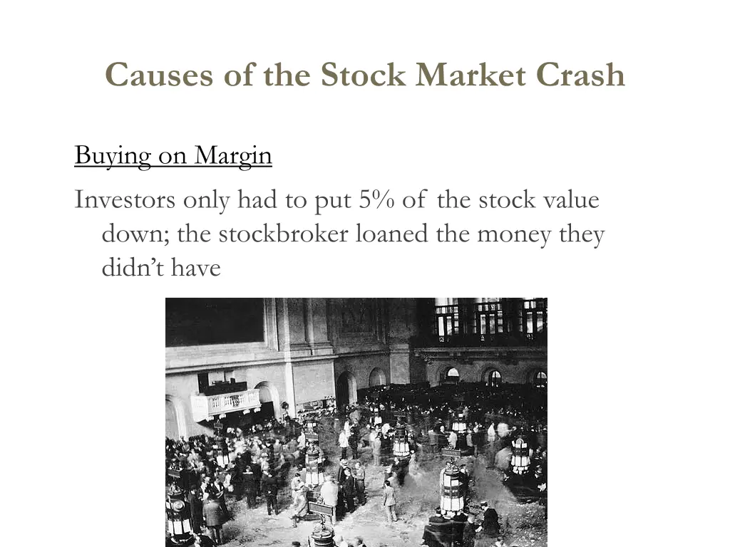 causes of the stock market crash 1