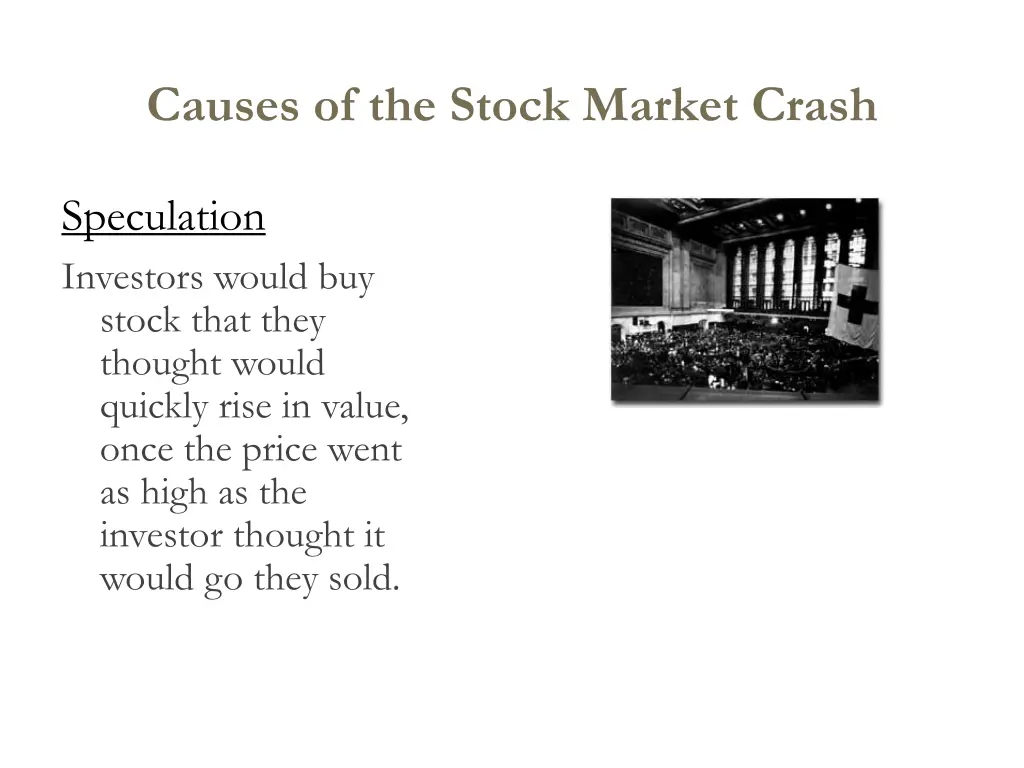 causes of the stock market crash