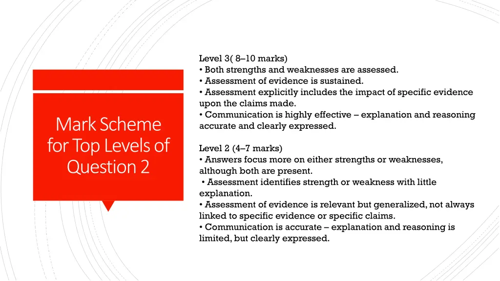 level 3 8 10 marks both strengths and weaknesses