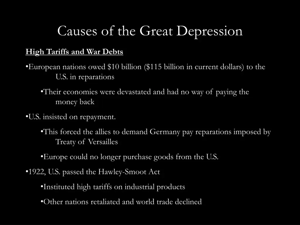 causes of the great depression 4