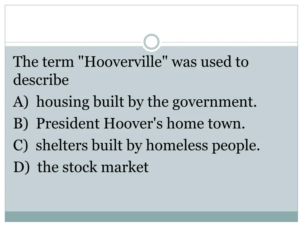 the term hooverville was used to describe