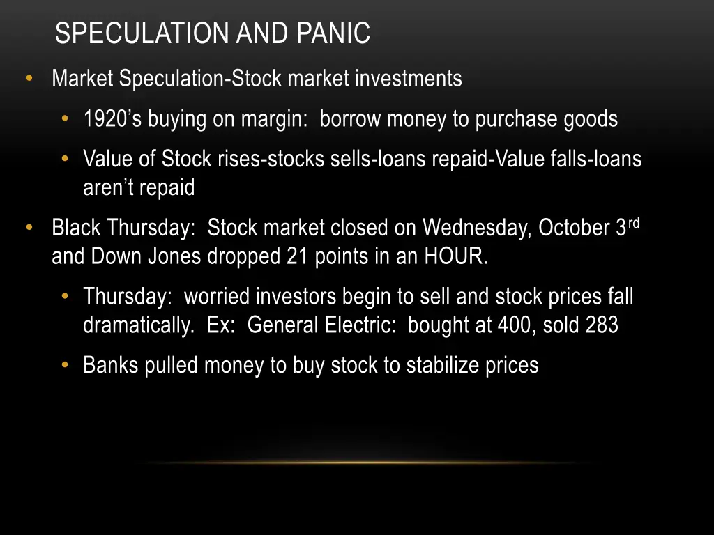 speculation and panic