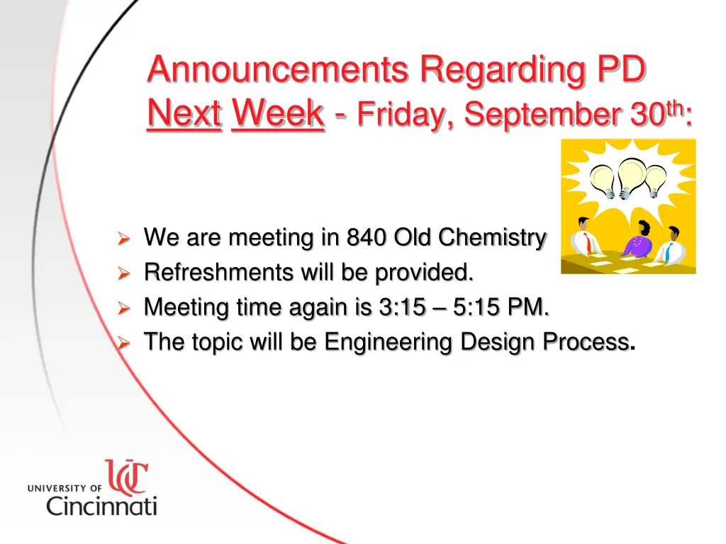 announcements regarding pd next week friday