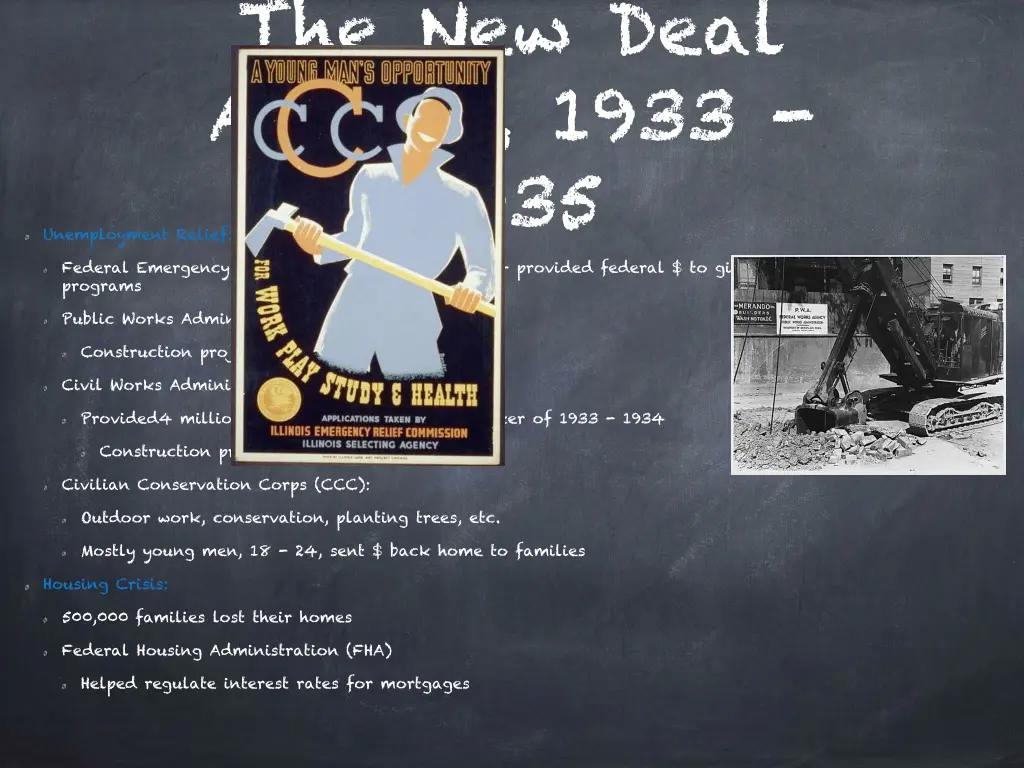 the new deal arrives 1933 1935 unemployment relief