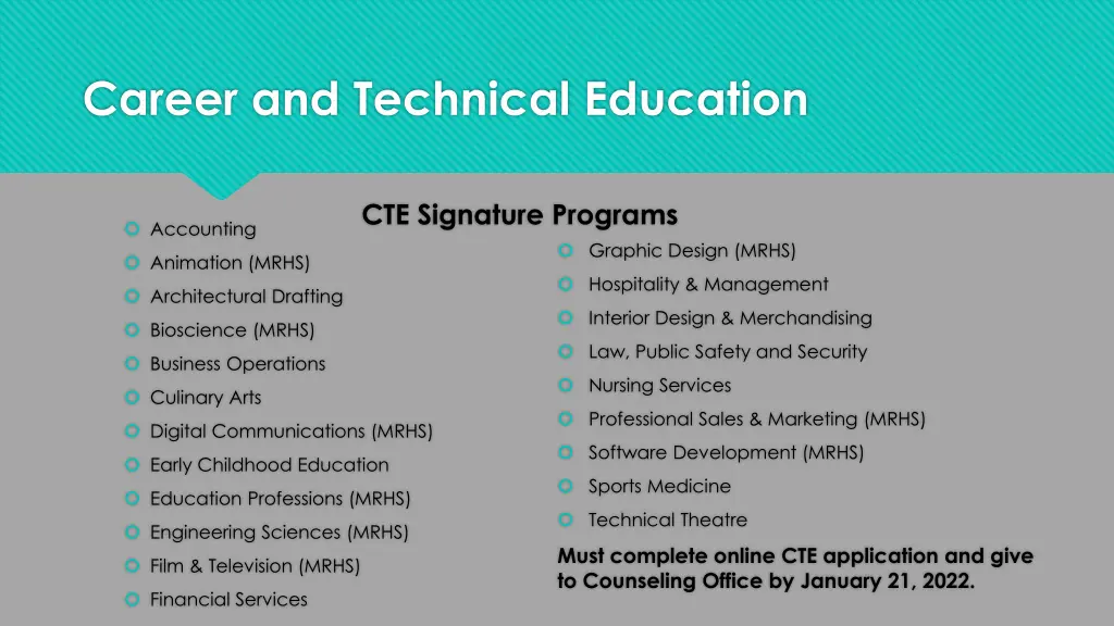 career and technical education