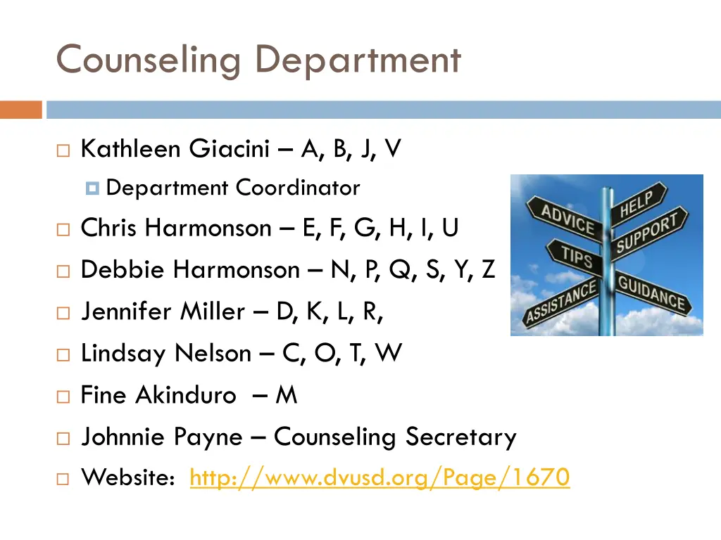 counseling department