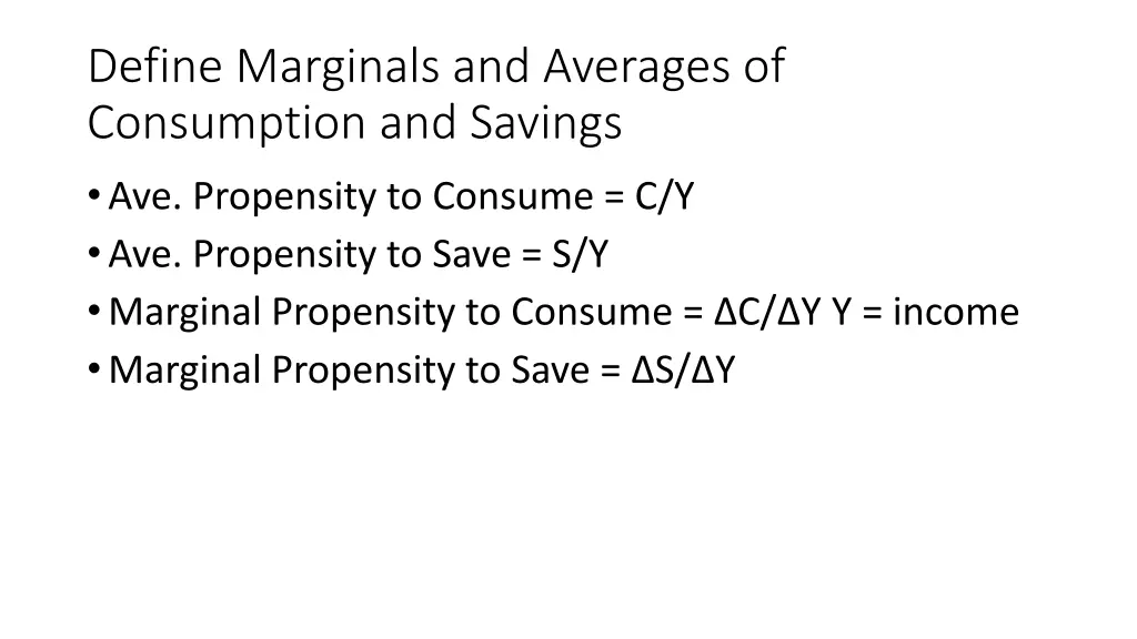 define marginals and averages of consumption