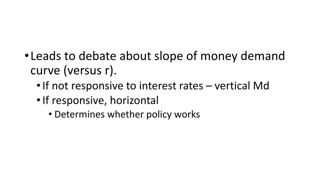 leads to debate about slope of money demand curve