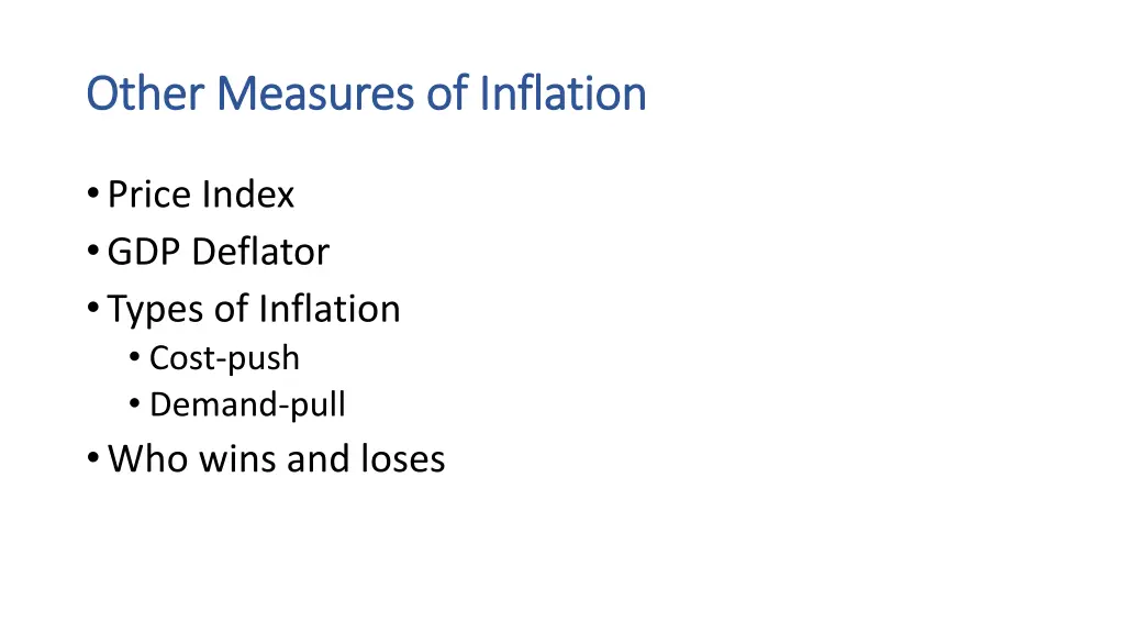 other measures of inflation other measures