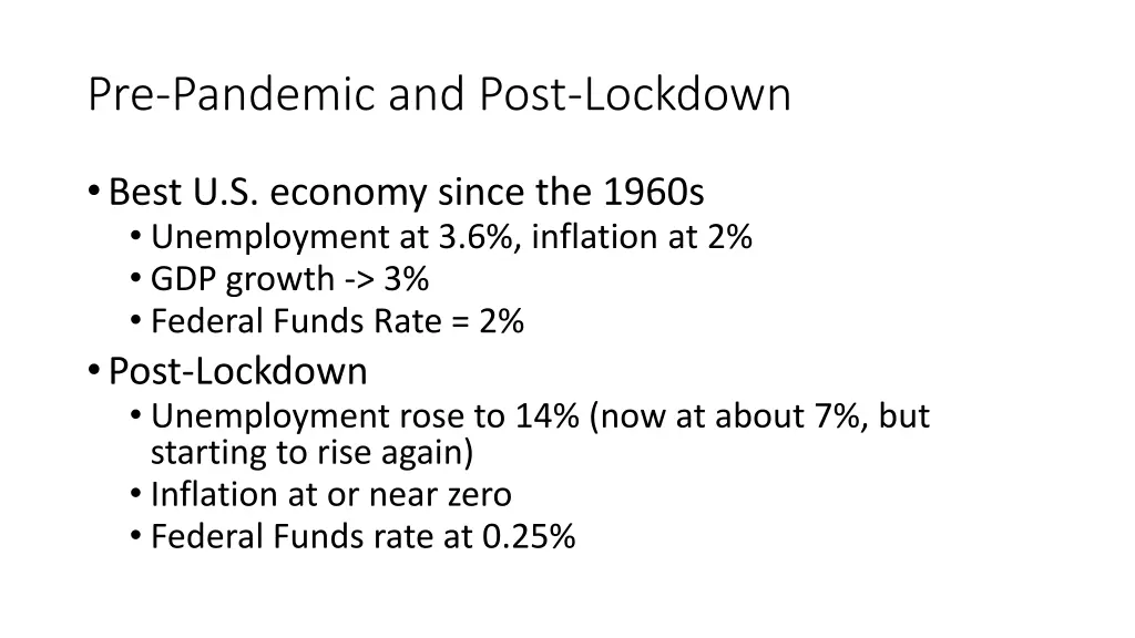 pre pandemic and post lockdown