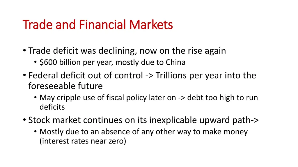 trade and financial markets trade and financial