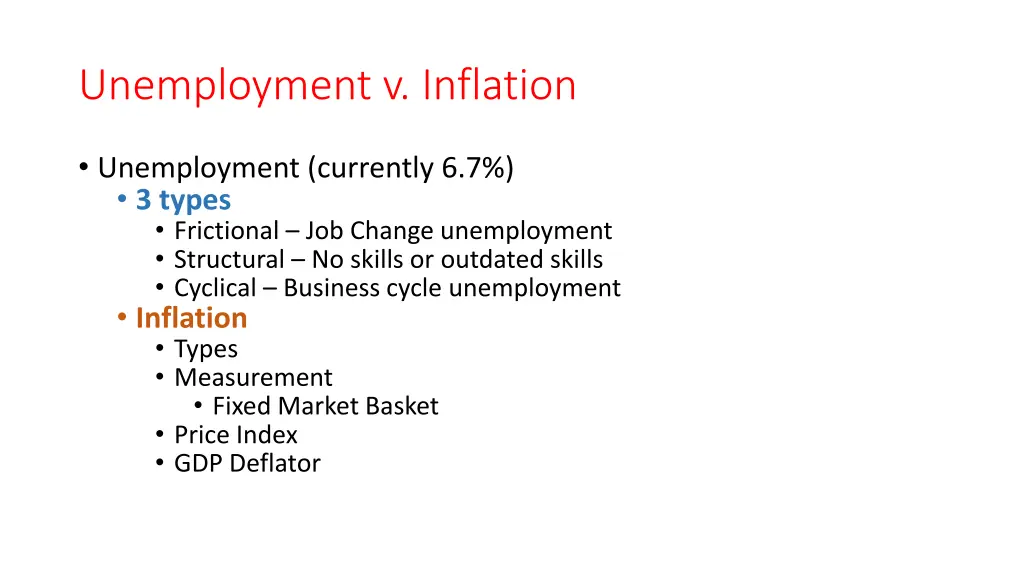 unemployment v inflation