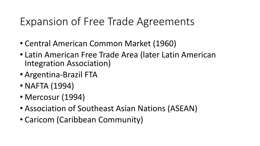 expansion of free trade agreements