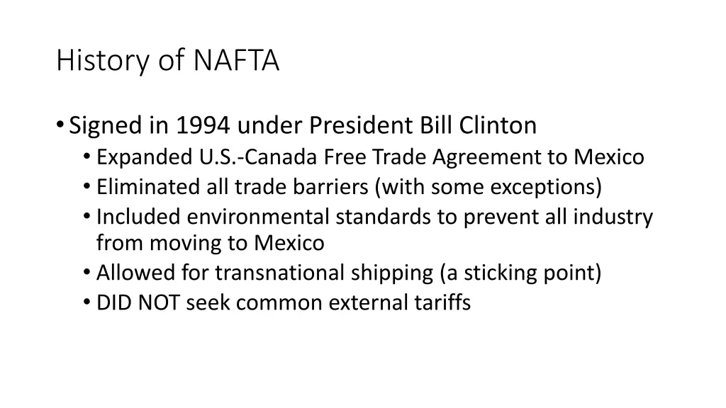 history of nafta