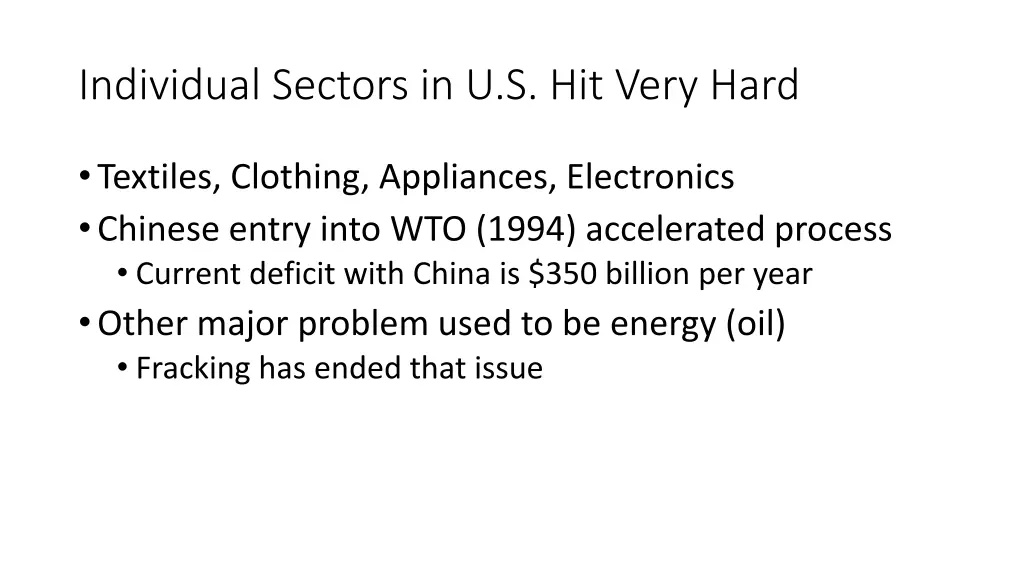 individual sectors in u s hit very hard