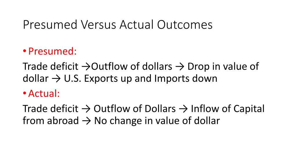 presumed versus actual outcomes