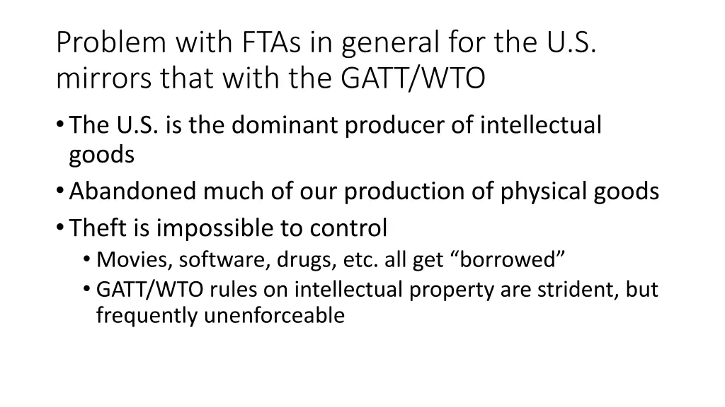 problem with ftas in general for the u s mirrors