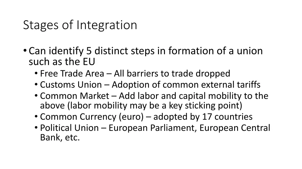 stages of integration