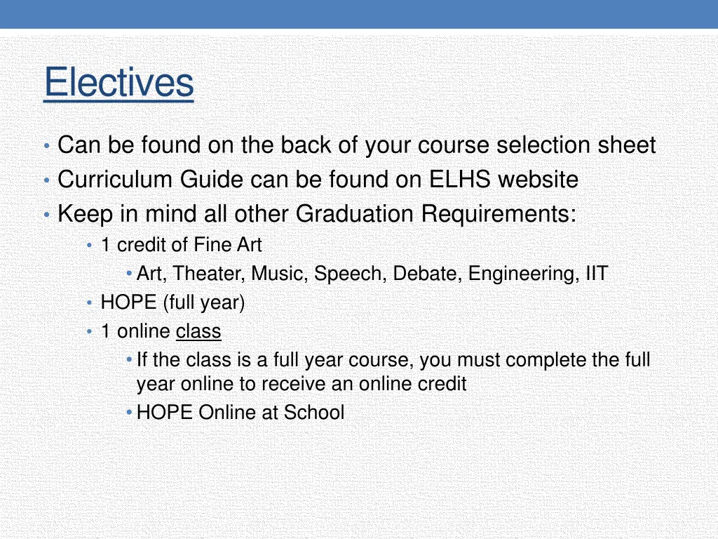 electives