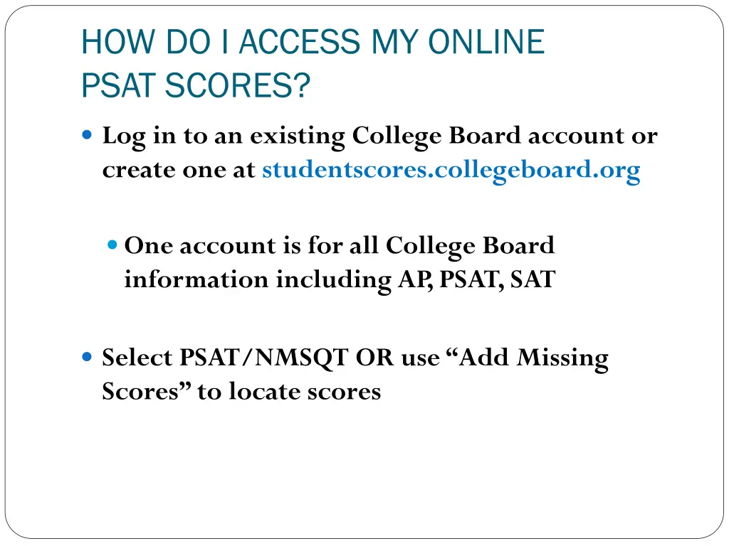 how do i access my online psat scores