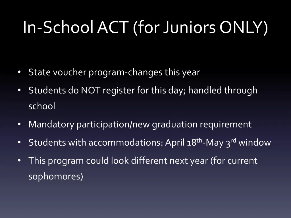 in school act for juniors only