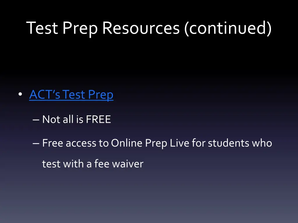 test prep resources continued