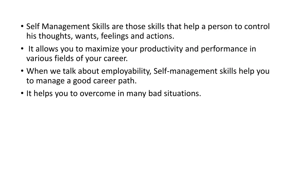 self management skills are those skills that help